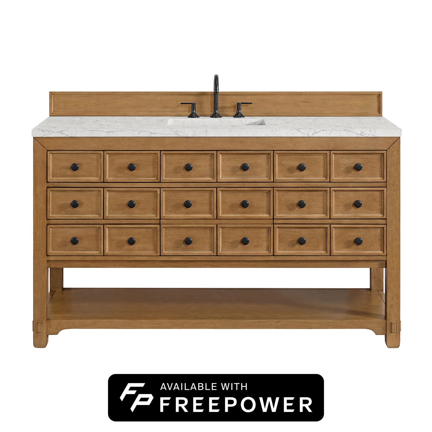 Malibu 60" Single Vanity Cabinet, Amber Birch