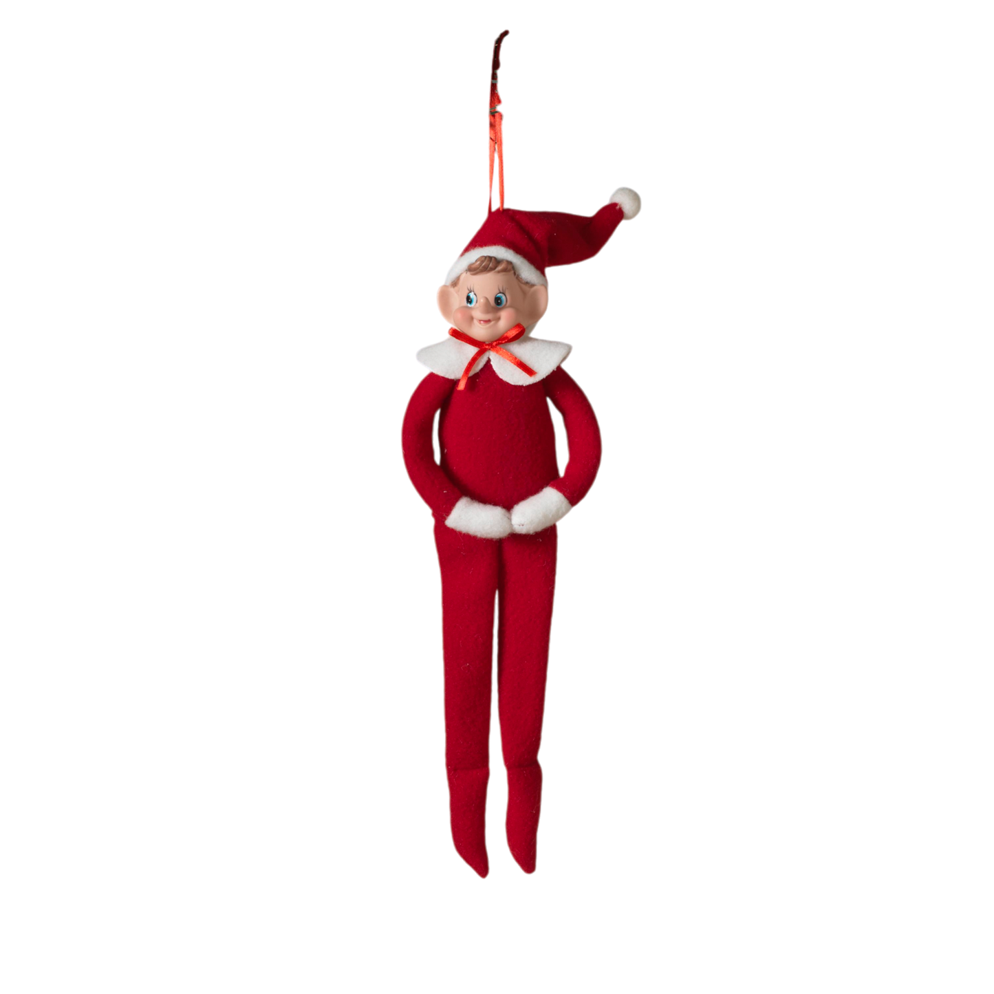 Red Felt Retro Elf Ornament - 12 Inch