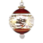 Floral Etched 3" Glass Ball - Red