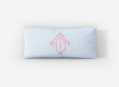 Solid Bamboo Monogram Lumbar Pillow Cover