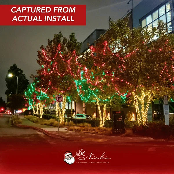 LED Mini Lights 5MM Red Static Green Wire 6" Spacing