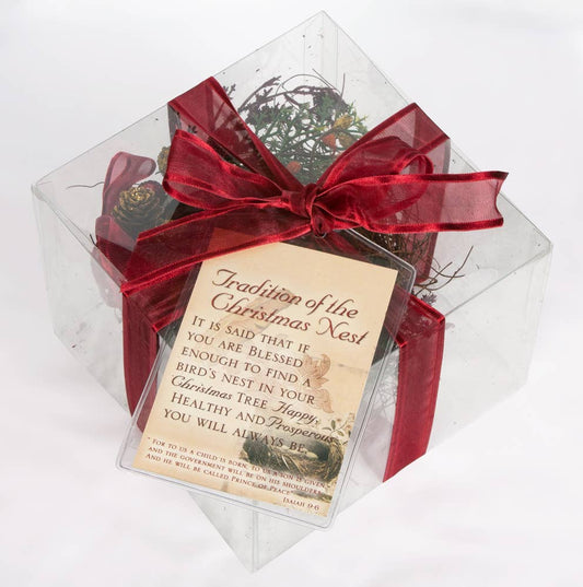 Red Christmas Bird Nest Scripture