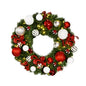 Pre-Decorated Christmas Wreath with Warm White Lights Red/White/Silver