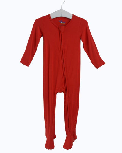 Red Bamboo Zipper Footie