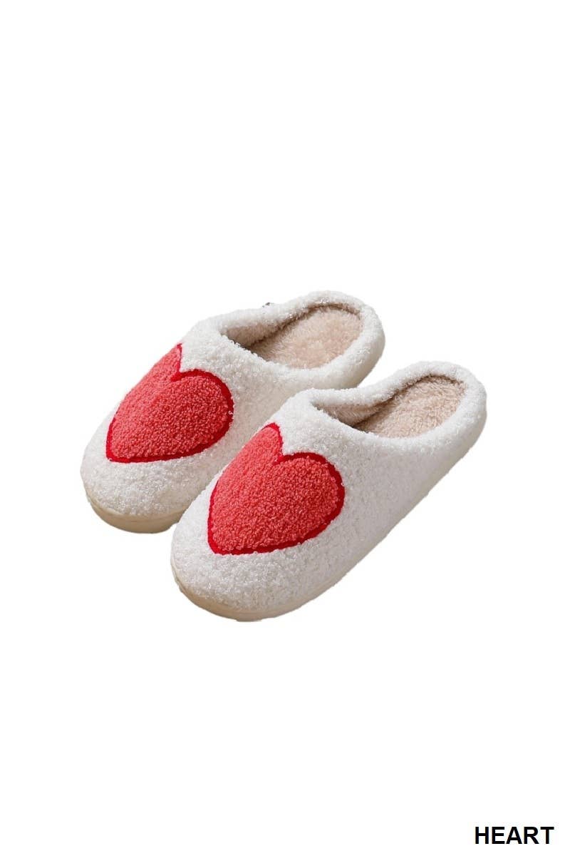 Plush Cozy Red Heart Slippers