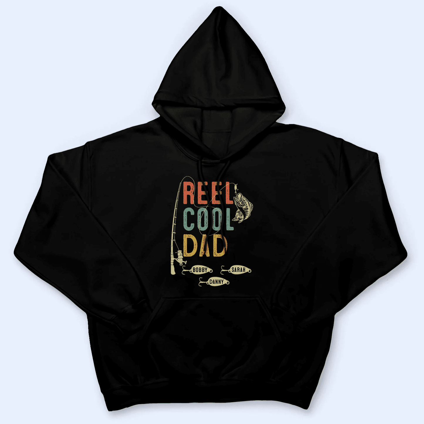 Reel Cool Dad - Fishing Dad - Funny Fathers Day - Personalized Custom T Shirt - Birthday, Loving, Funny Gift for Grandfather/Dad/Father, Husband, Grandparent