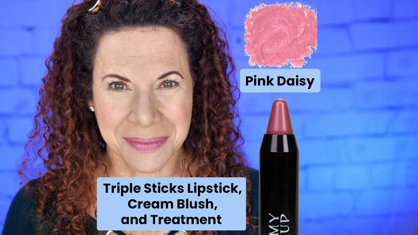 Triple Sticks Lipstick, Cream Blush, and Treatment in Pink Daisy