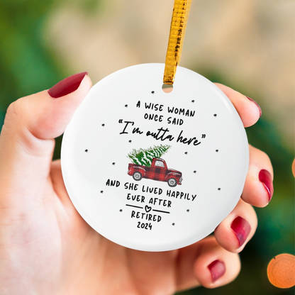 Funny Retirement Christmas - Personalized Circle Ceramic Ornament - Gifts for Retiree Retirement Party Gifts for Coworker Retiring