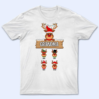 Reindeer Christmas Grandma  - Personalized Custom T Shirt - Birthday, Loving, Funny Gift for Grandma/Nana/Mimi, Mom, Wife, Grandparent