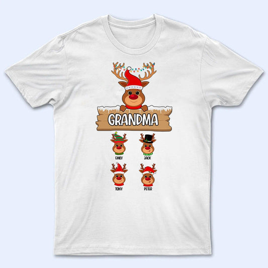 Reindeer Christmas Grandma  - Personalized Custom T Shirt - Birthday, Loving, Funny Gift for Grandma/Nana/Mimi, Mom, Wife, Grandparent