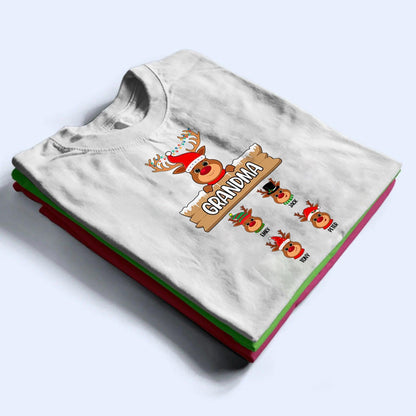 Reindeer Christmas Grandma  - Personalized Custom T Shirt - Birthday, Loving, Funny Gift for Grandma/Nana/Mimi, Mom, Wife, Grandparent
