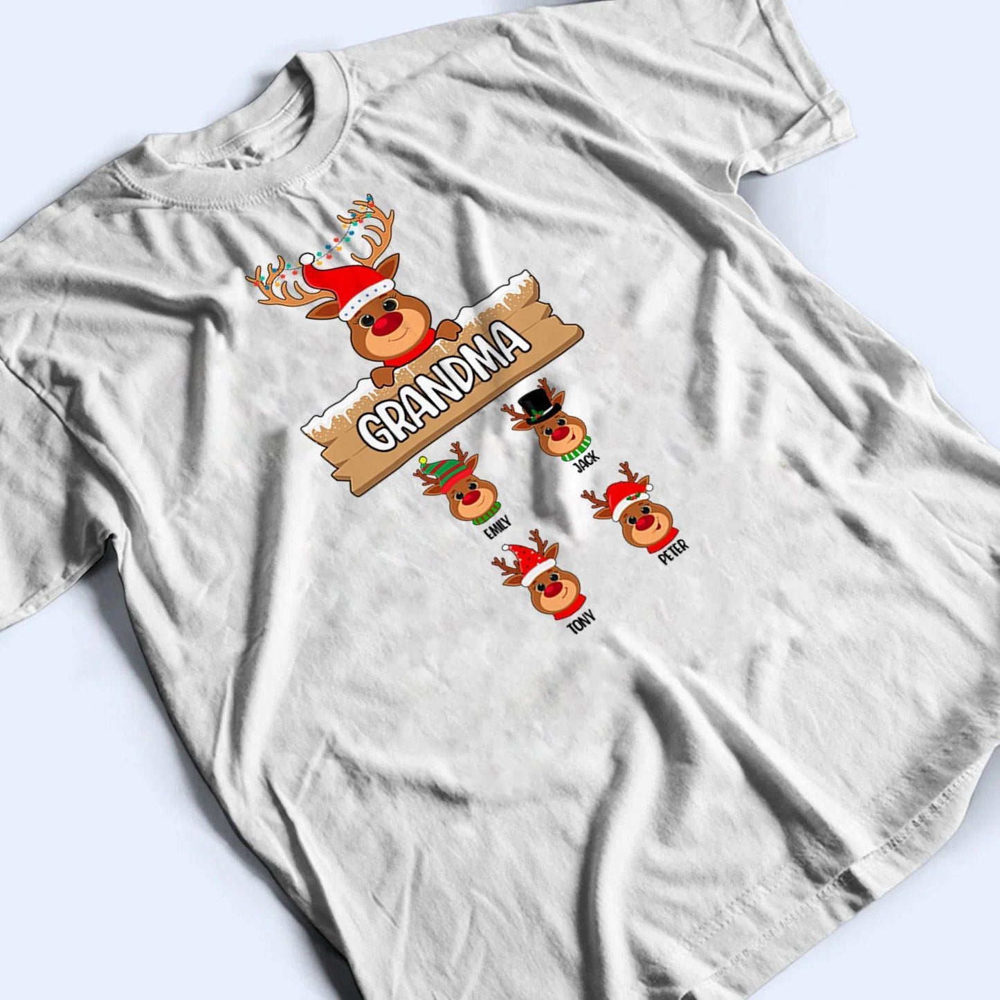 Reindeer Christmas Grandma  - Personalized Custom T Shirt - Birthday, Loving, Funny Gift for Grandma/Nana/Mimi, Mom, Wife, Grandparent