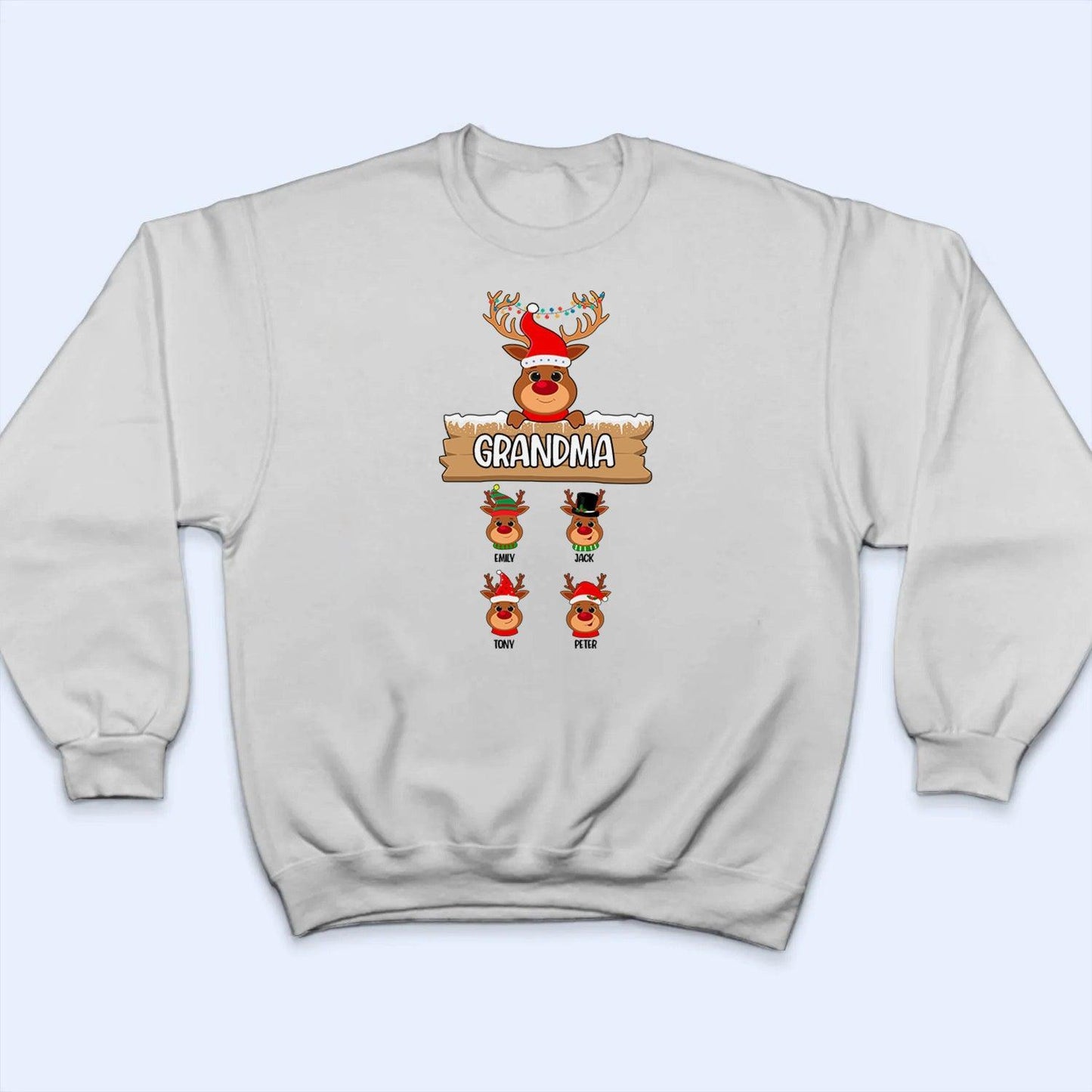 Reindeer Christmas Grandma  - Personalized Custom T Shirt - Birthday, Loving, Funny Gift for Grandma/Nana/Mimi, Mom, Wife, Grandparent