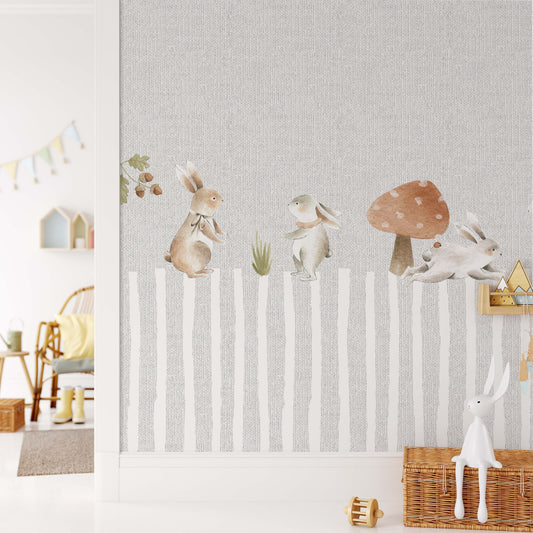 Whimsical Bunny Adventure Mural | Kitchen + Metal