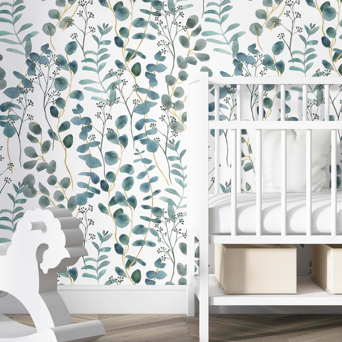 Turquoise Leaves Wallpaper | Kitchen + Metal