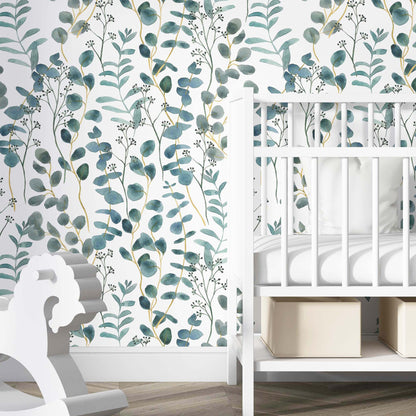 Turquoise Leaves Wallpaper | Kitchen + Metal