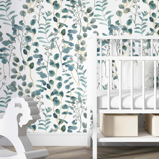 Turquoise Leaves Wallpaper | Kitchen + Metal