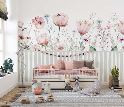 Pinky Tulips Bouquet Mural | Kitchen + Metal