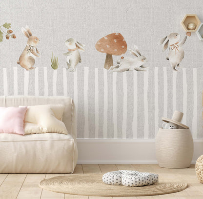Whimsical Bunny Adventure Mural | Kitchen + Metal