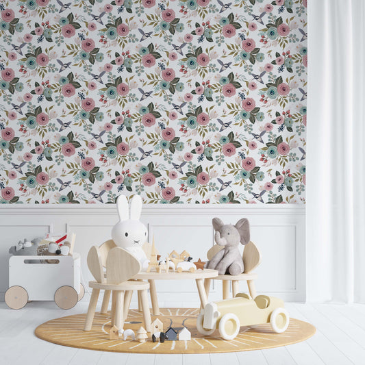 Blue Peony Wallpaper | Kitchen + Metal