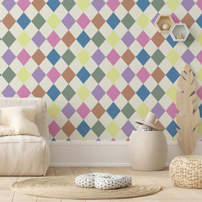 Pastel geometric wallpaper | Kitchen + Metal