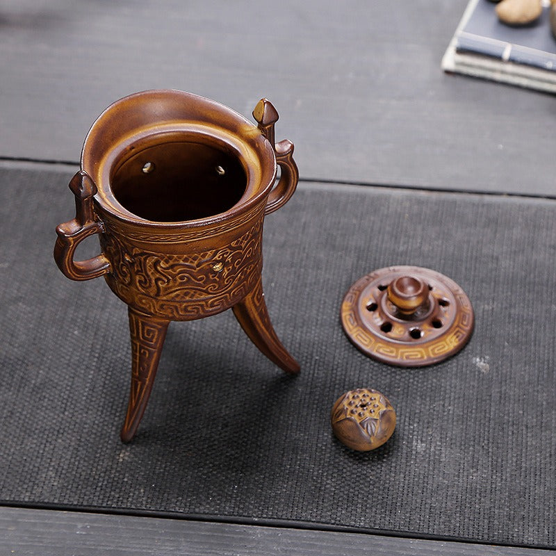 Retro Tripodia Ceramic Incense Coil Burner Tower Holder