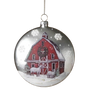 Glass Holiday Barn Disk Ornament - Sheep