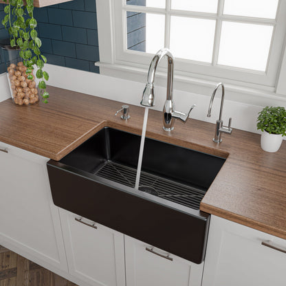 ALFI brand AB3018HS Reversible Smooth / Fluted Single Bowl Fireclay Farm Sink