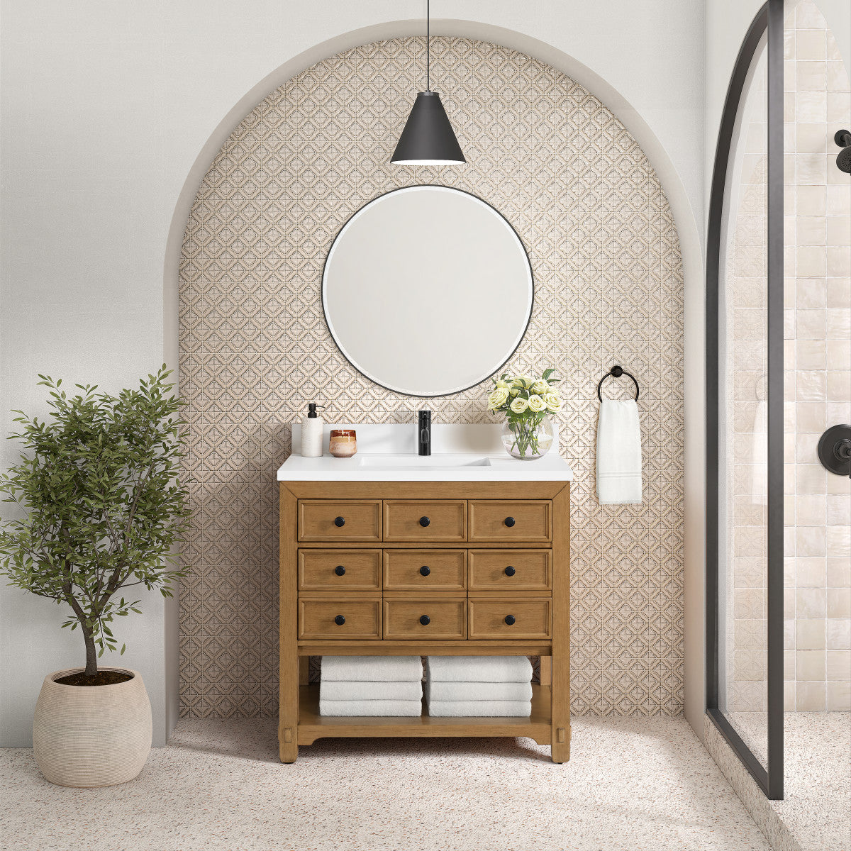 Malibu 36" Single Vanity Cabinet, Amber Birch