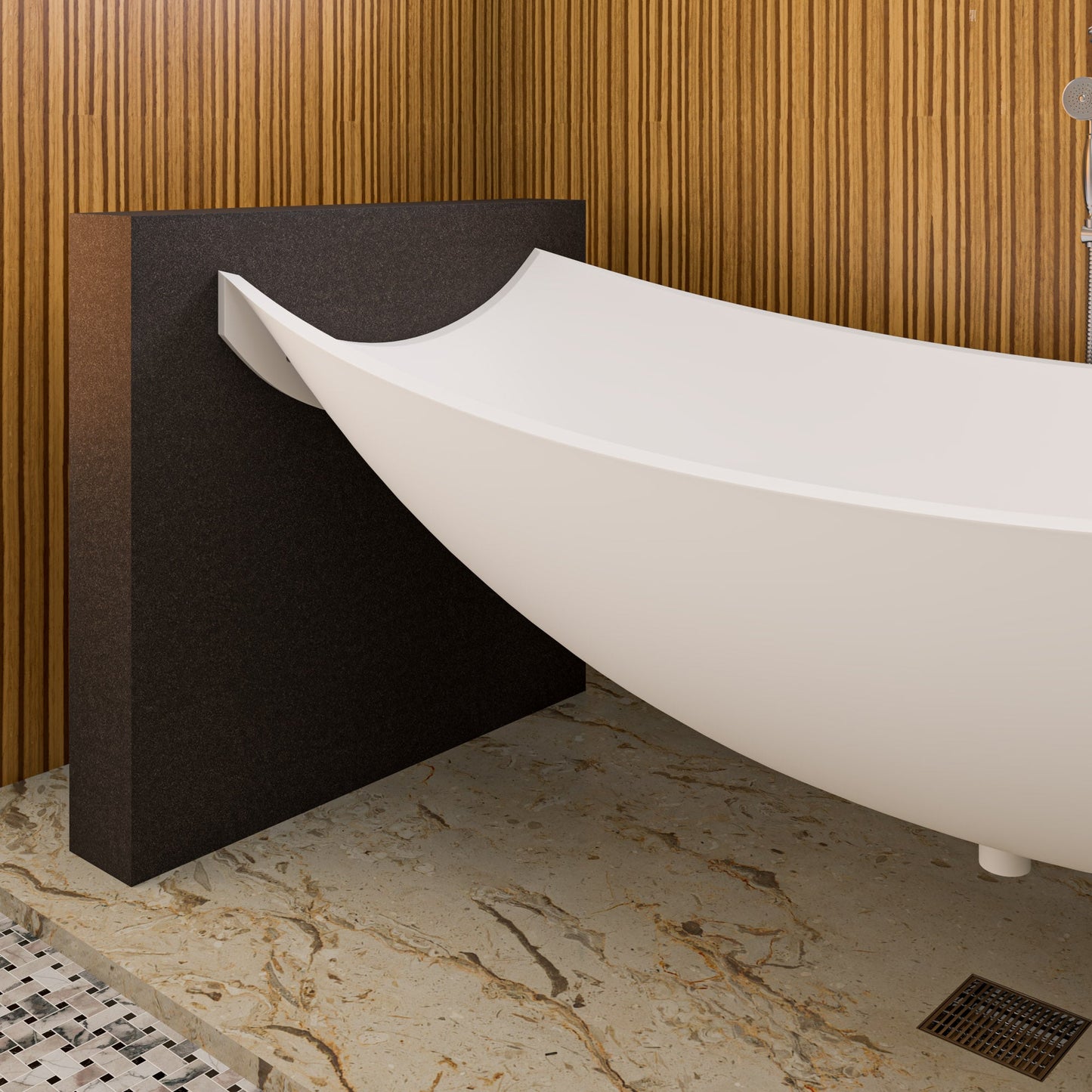 ALFI brand HammockTub2 HammockTub2 71" Solid Surface Resin Suspended Wall Mounted Hammock Bathtub