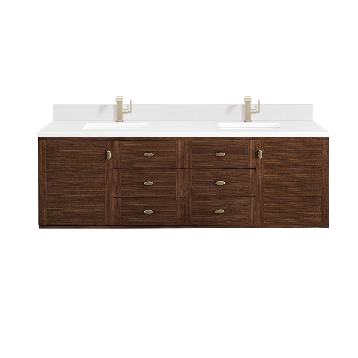 Amberly 72" Double Vanity Cabinet, Mid-Century Walnut