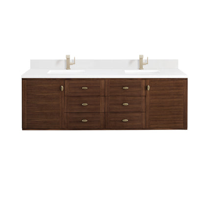 Amberly 72" Double Vanity Cabinet, Mid-Century Walnut