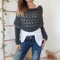 Bohemian Braided Crochet Sweater Scarf with Sleeves for Women