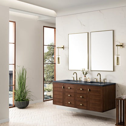 Amberly 60" Double Vanity Cabinet, Mid-Century Walnut