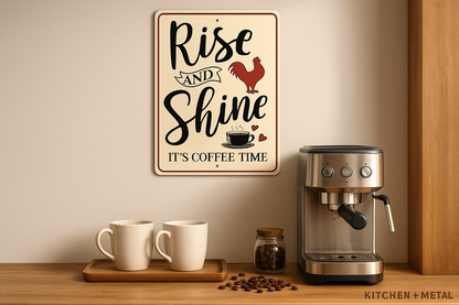 Rise and Shine Coffee Sign in Kitchen Setting