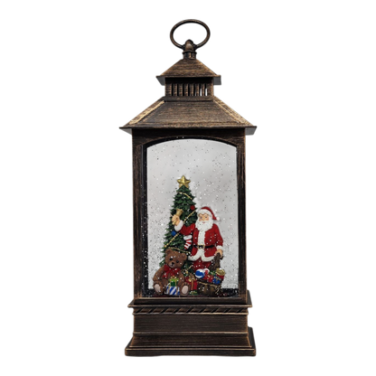 Lighted Spinning Waterglobe Lantern - Santa Delivering Gifts