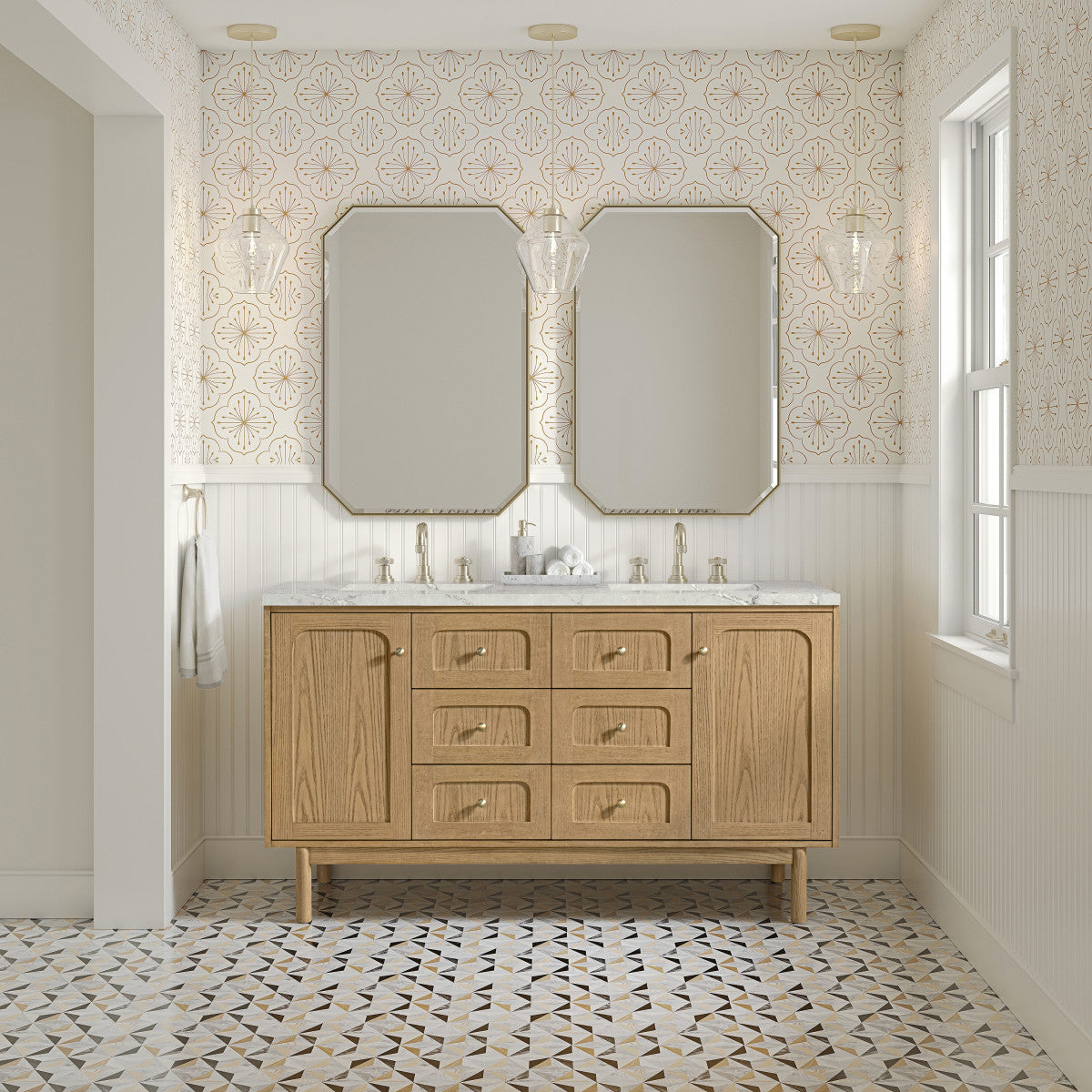 Laurent 60" Double Vanity, Light Natural Oak