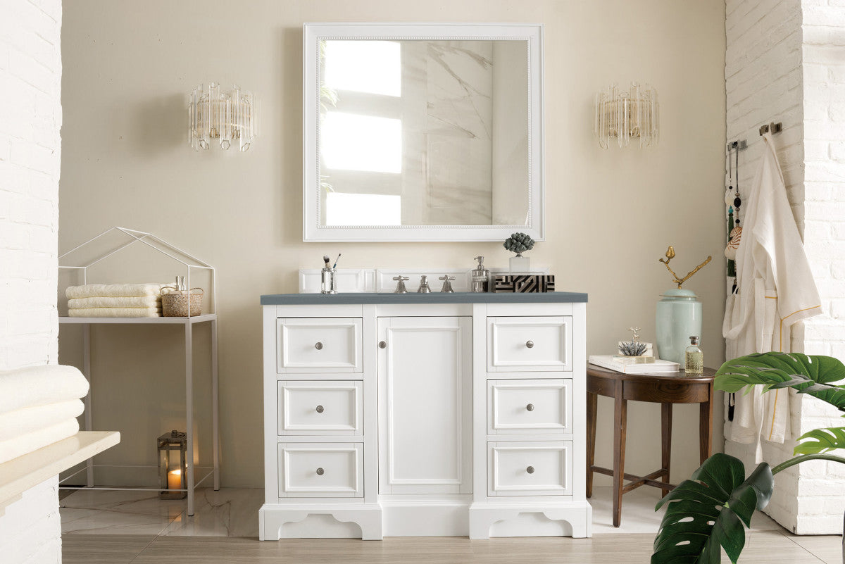De Soto 48" Single Vanity Cabinet, Bright White