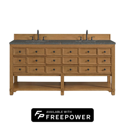 Malibu 72" Double Vanity Cabinet, Amber Birch