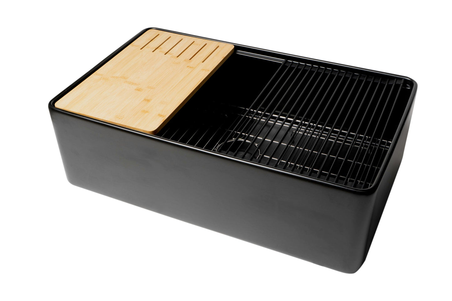 ALFI brand ABFS3320S Workstation 33" x 20" Single Bowl Step Rim Fireclay Farm Sink with Accessories