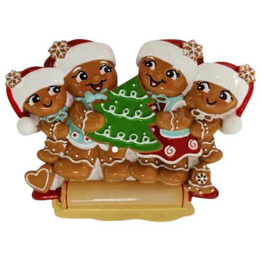 Nostalgic Gingerbread Family of 4 Ornament