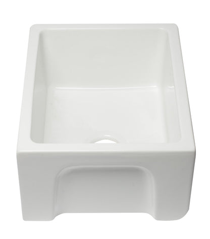 ALFI brand AB2418HS AB2418HS-B 24 inch Biscuit Reversible Smooth / Fluted Single Bowl Fireclay Farm Sink