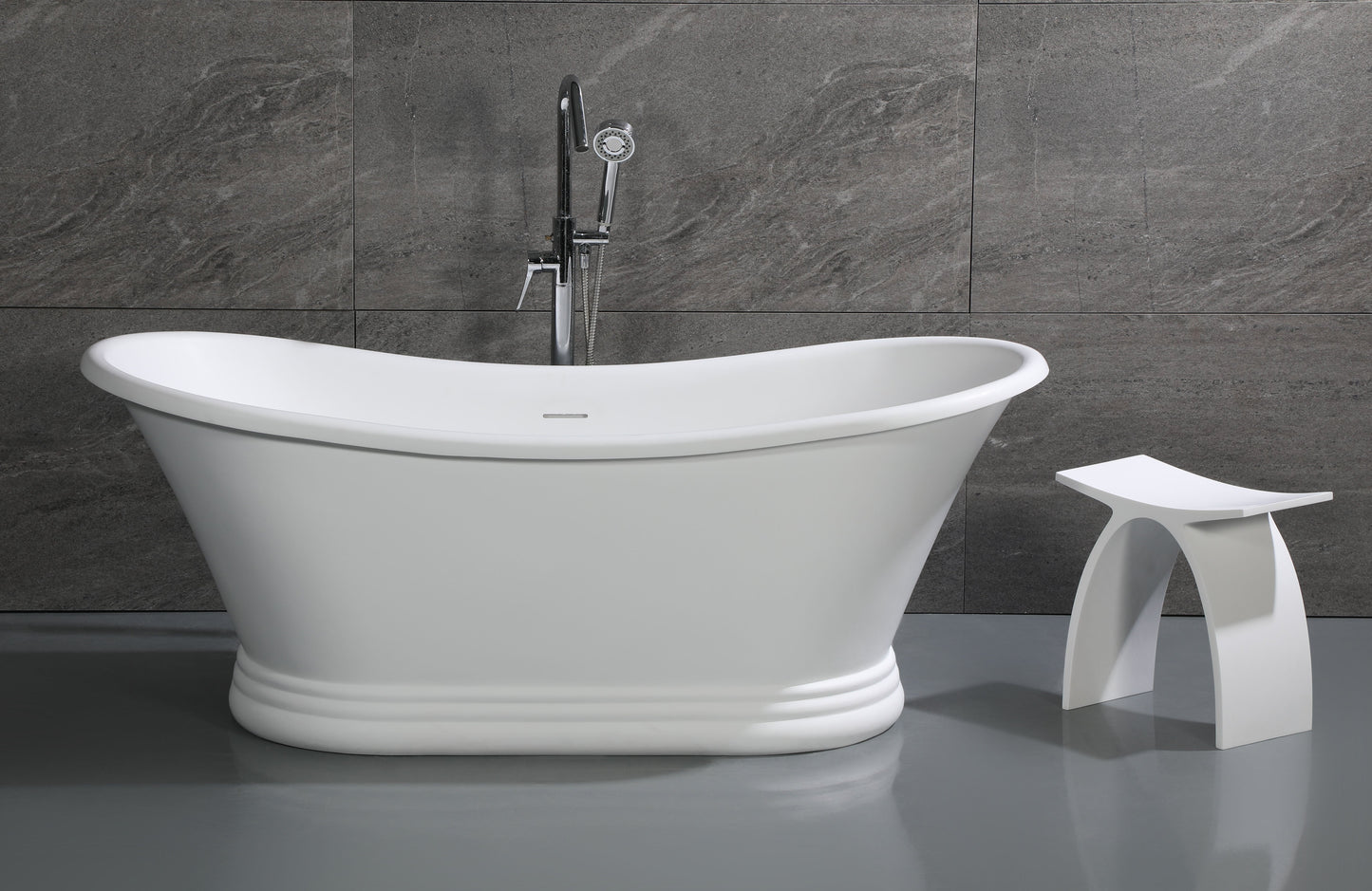 ALFI brand  AB9950 67" White Matte Pedestal Solid Surface Resin Bathtub