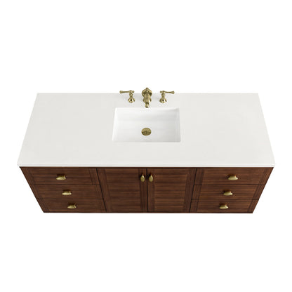 Amberly 60" Single Vanity Cabinet, Mid-Century Walnut