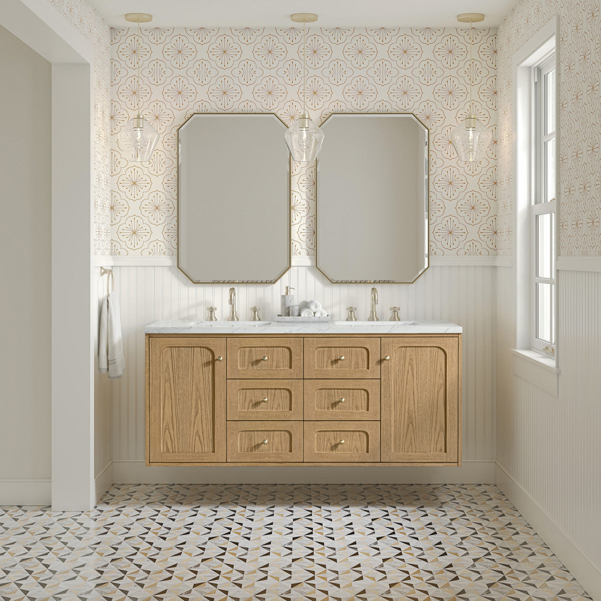Laurent 60" Double Vanity, Light Natural Oak