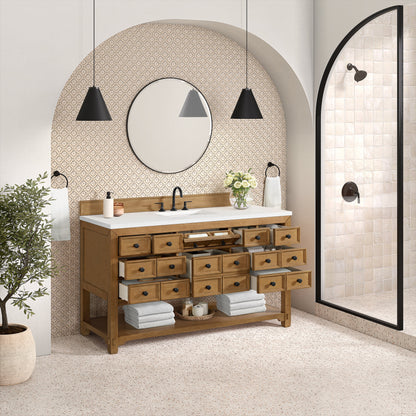 Malibu 60" Single Vanity Cabinet, Amber Birch