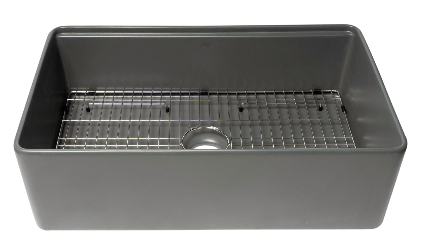 ALFI brand ABFS3320S Workstation 33" x 20" Single Bowl Step Rim Fireclay Farm Sink with Accessories