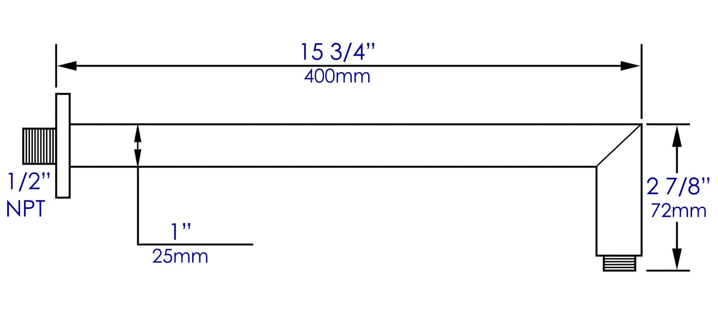ALFI brand ABSA16S 16" Square Wall Shower Arm