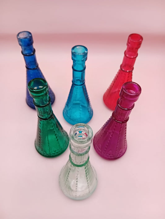 Miniature Apothecary Glass Bottle – Vintage 4.8" x 1.9" – Colored Glass Bud Vase (No Stopper Included)