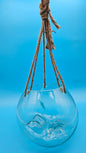 Hanging Freeform Glass Molten Terrarium with Rope